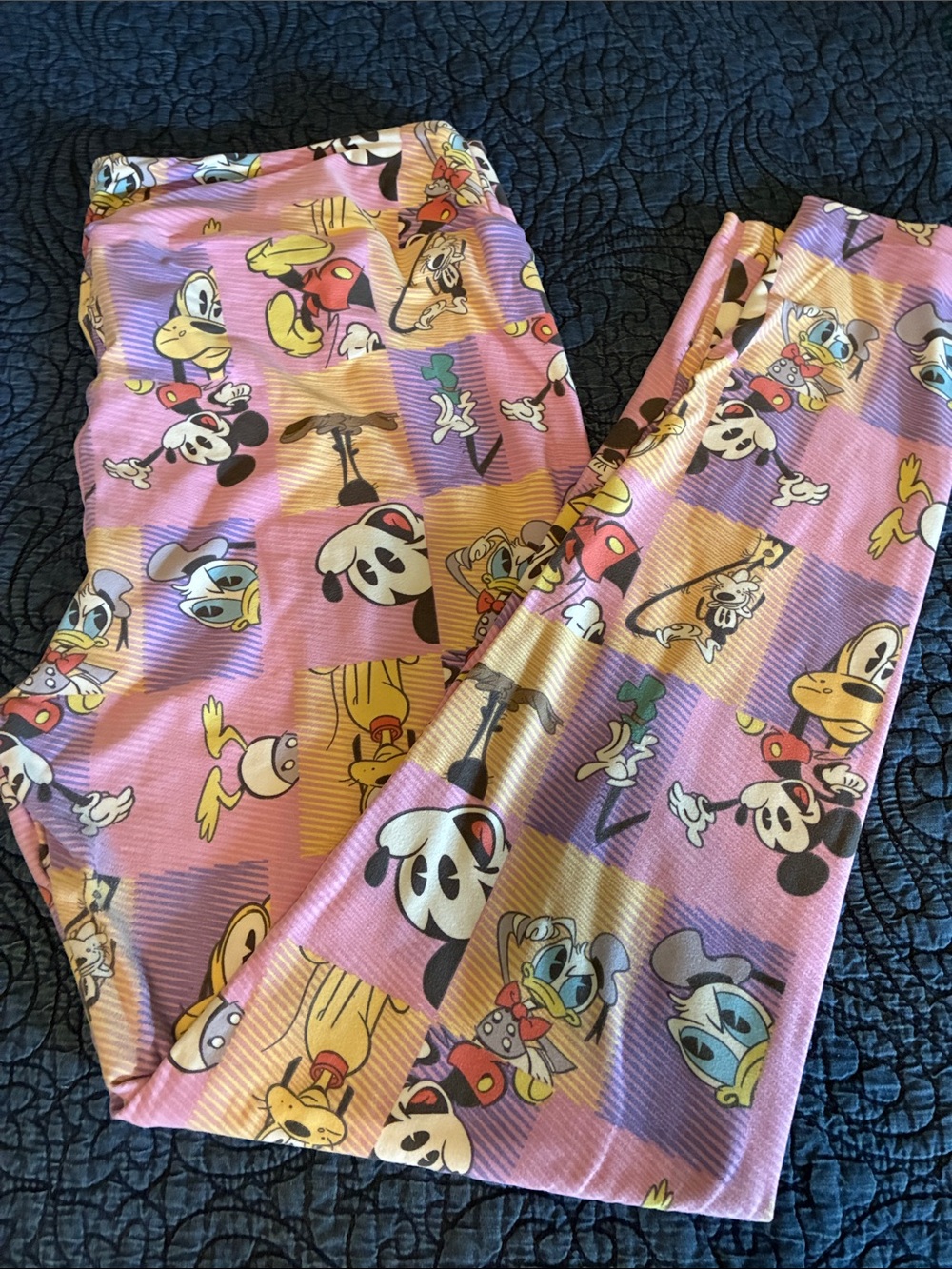 Lularoe Mickey and Friends pink and purple leggings- sz TC